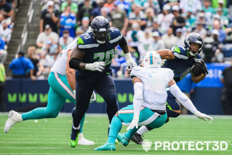 Laken Tomlinson NFL Seattle Seahawks Miami Dolphins. Protect3d Bracing. Custom bracing